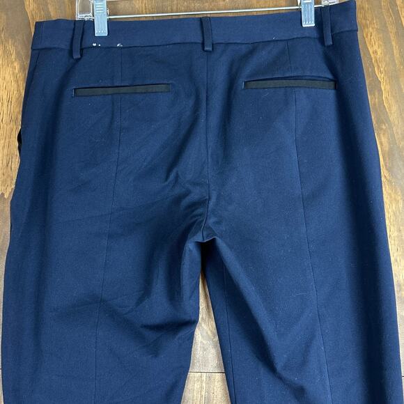 Express Womens Pants Blue Black Columnist Ankle Mid Rise Career Stretch 10 Long - Picture 12 of 13